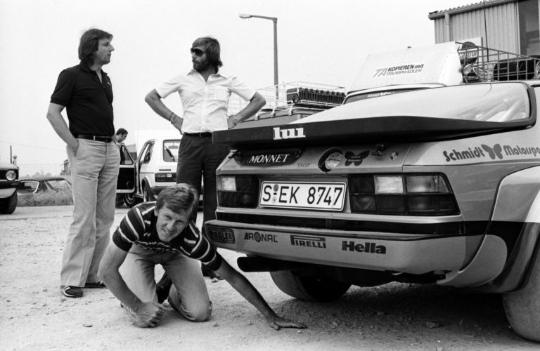 Walter Röhrl und der Porsche 924 Carrera GTS Rallye von 1981.